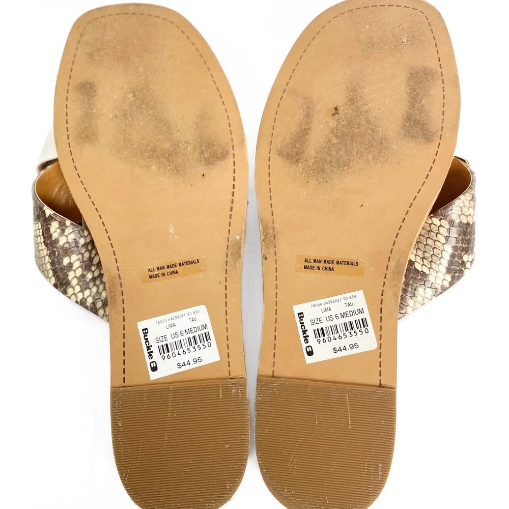 Dolce Vita Womens Sandals 6 Ivory Snakeskin Slides Neutral‎ Beachy Casual - Picture 12 of 13